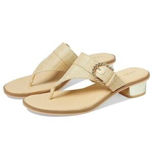 Anne Klein Thessy Women's  Sandals   Gold Heeled Raffia Size 10  NWT